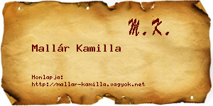 Mallár Kamilla névjegykártya